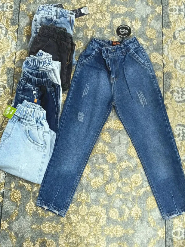 شلوار جین مام استایل بچگانه اسپرت ۷۰تا ۱۰۰ نرم و رنگ ثابت