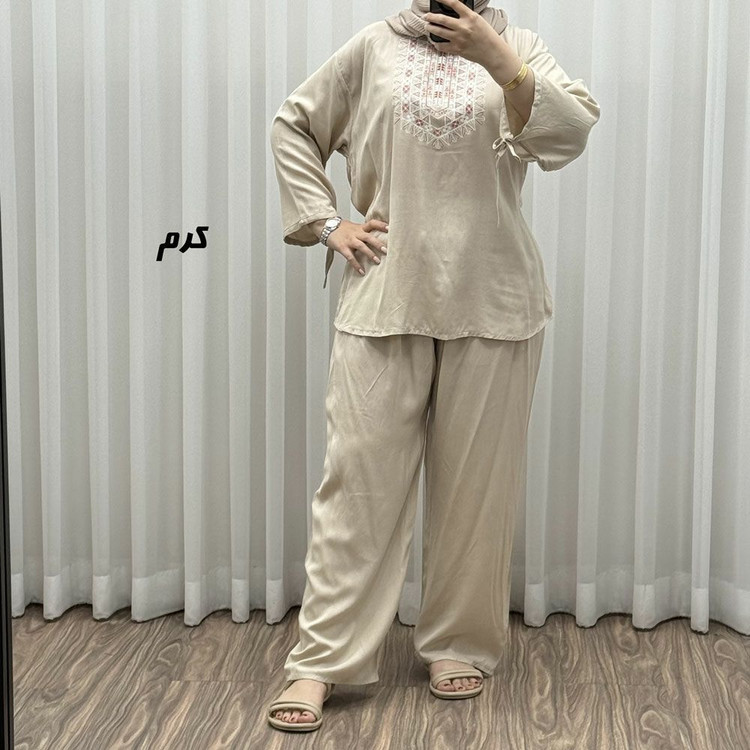 ست بلوز شلوار آیدا جنسش نخ پنبه عالی زنانه و دخترانه