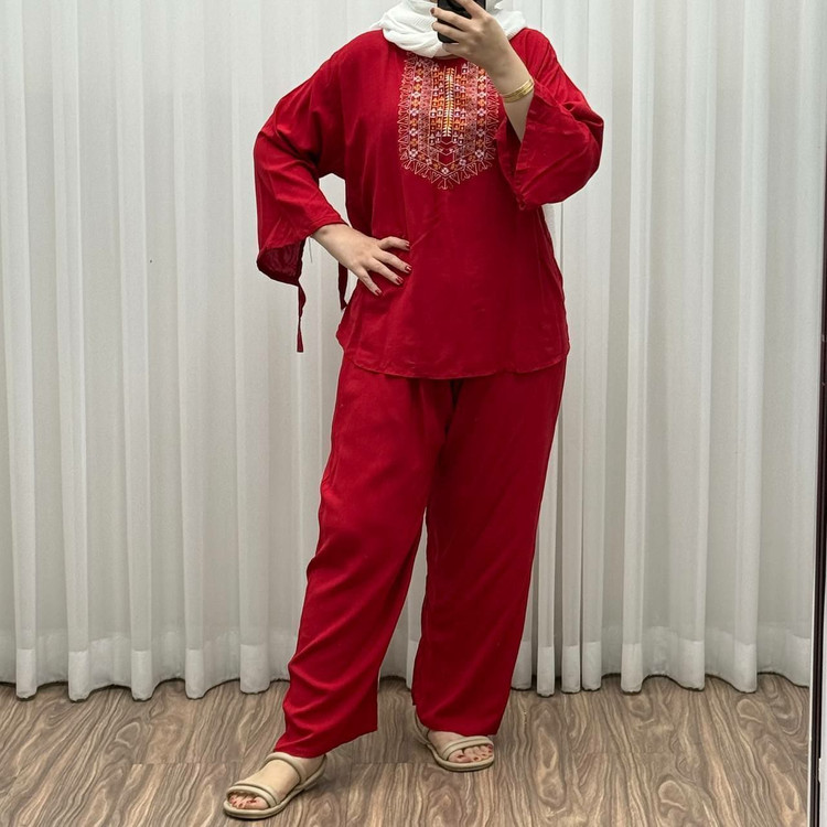 ست بلوز شلوار آیدا جنسش نخ پنبه عالی زنانه و دخترانه